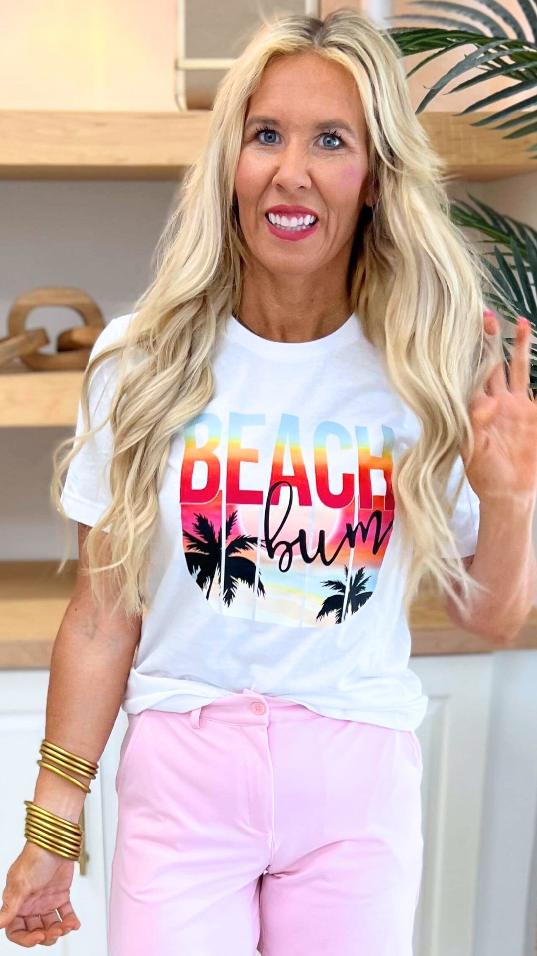 White Sunset Beach Bum Garment Dyed Graphic T-shirt