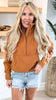 The Ava Cognac 1/2 Zip Mock Neck Sweatshirt by Salty Wave**DEAL-COUPON EXCLUDED