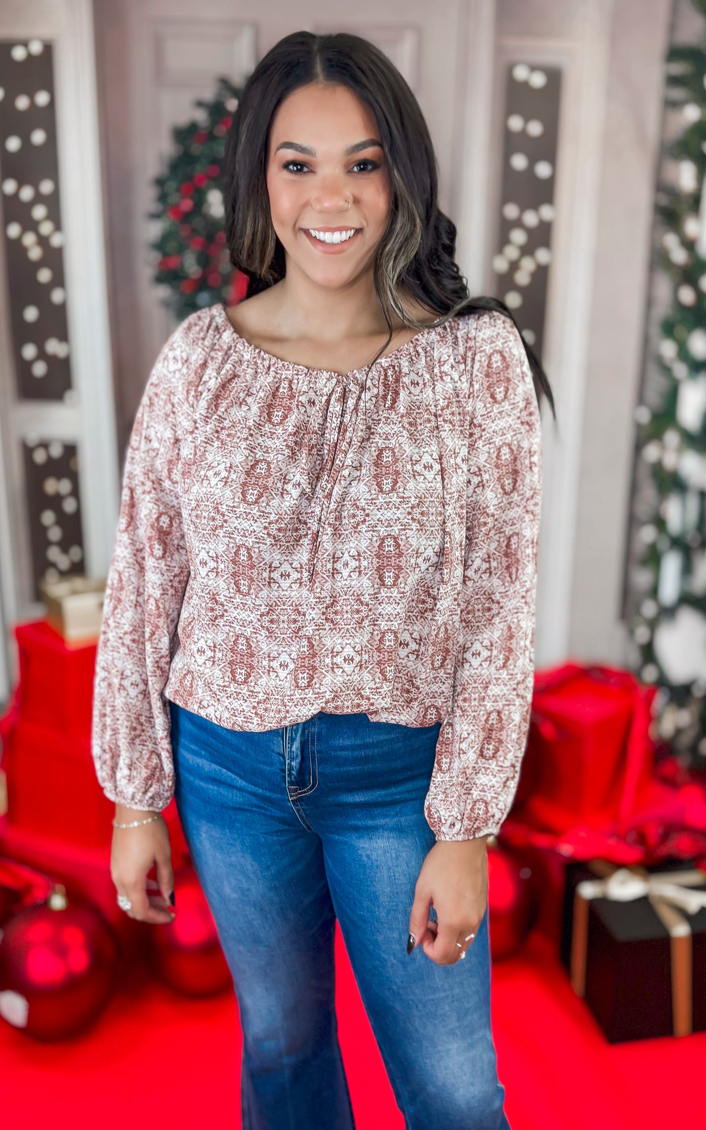 Off the Shoulder Brick Blouse - *DEAL - COUPON EXCLUDED*