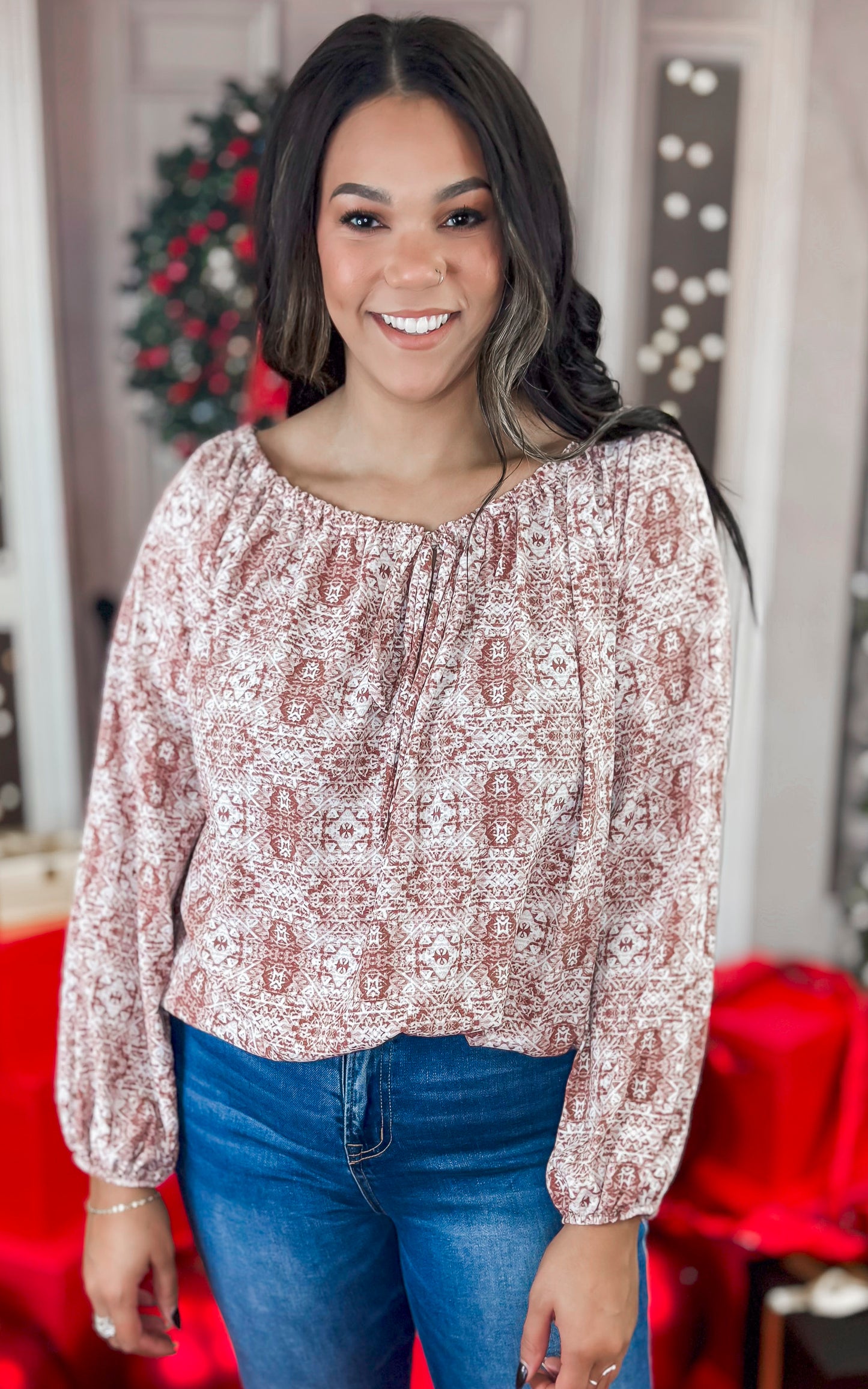 Off the Shoulder Brick Blouse - *DEAL - COUPON EXCLUDED*