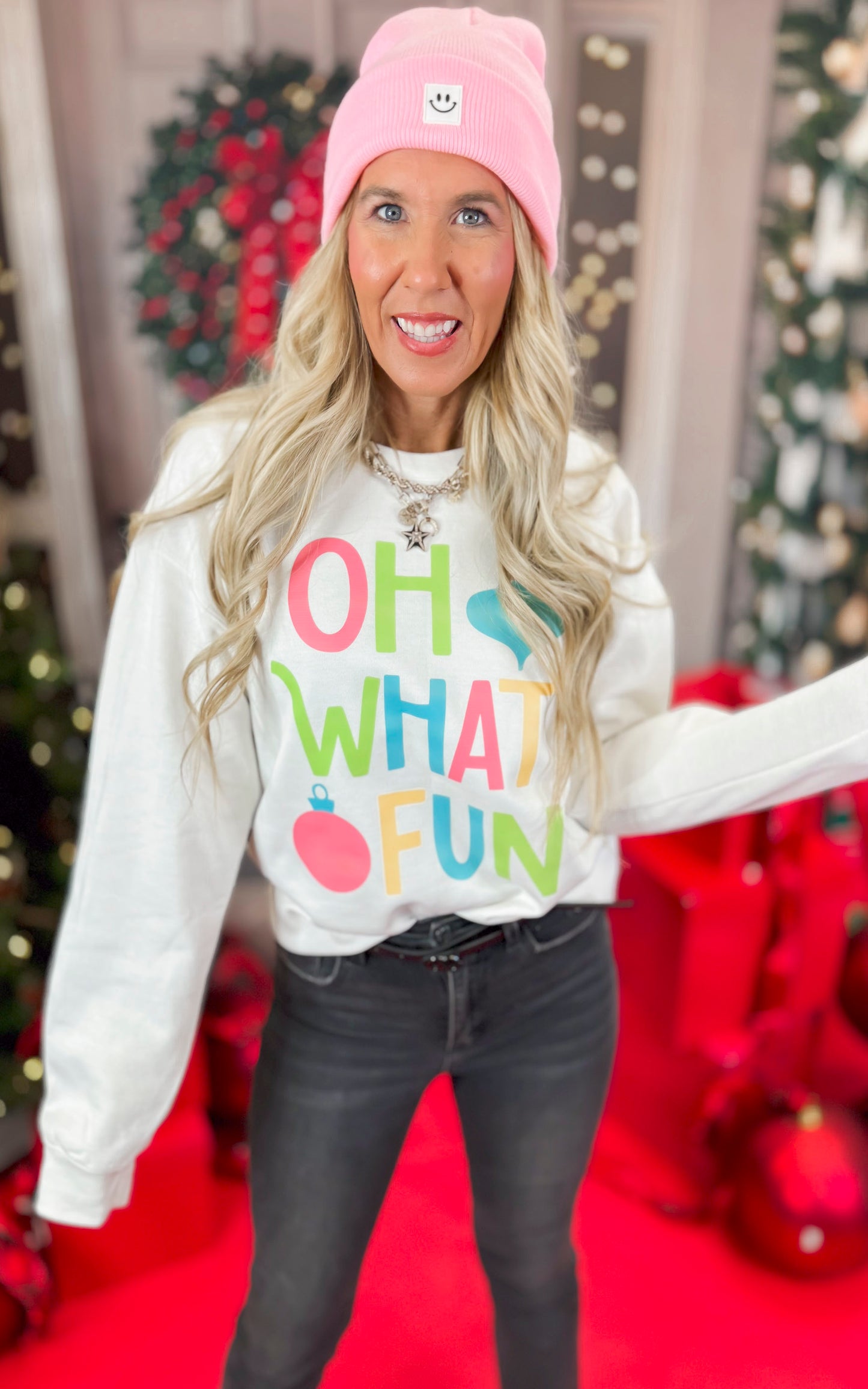 Oh What Fun Colorpop Graphic Crewneck Sweatshirt