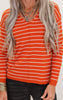 Pumpkin Striped V-Neck Sweater