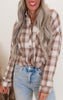 Mocha Plaid Flannel Button Up Shirt