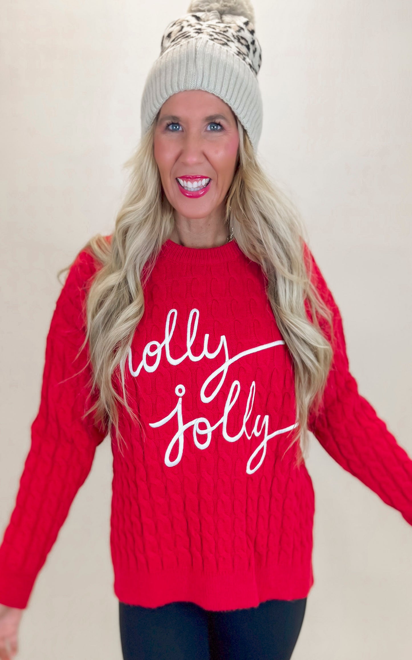 Holly Jolly Red Cable Knit Sweater