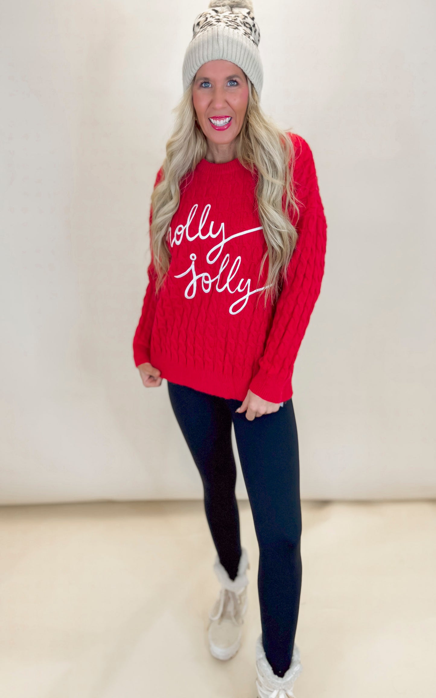 Holly Jolly Red Cable Knit Sweater