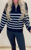 Black Long Sleeve Striped Knit Sweater