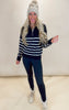 Black Long Sleeve Striped Knit Sweater