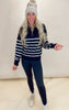 Black Long Sleeve Striped Knit Sweater