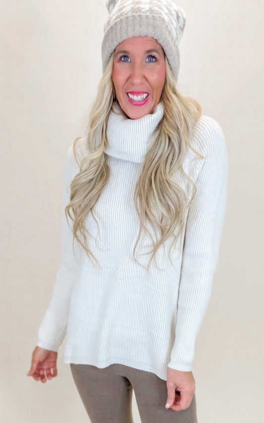 Basic Ribbed Turtleneck Sweater - Final Sale