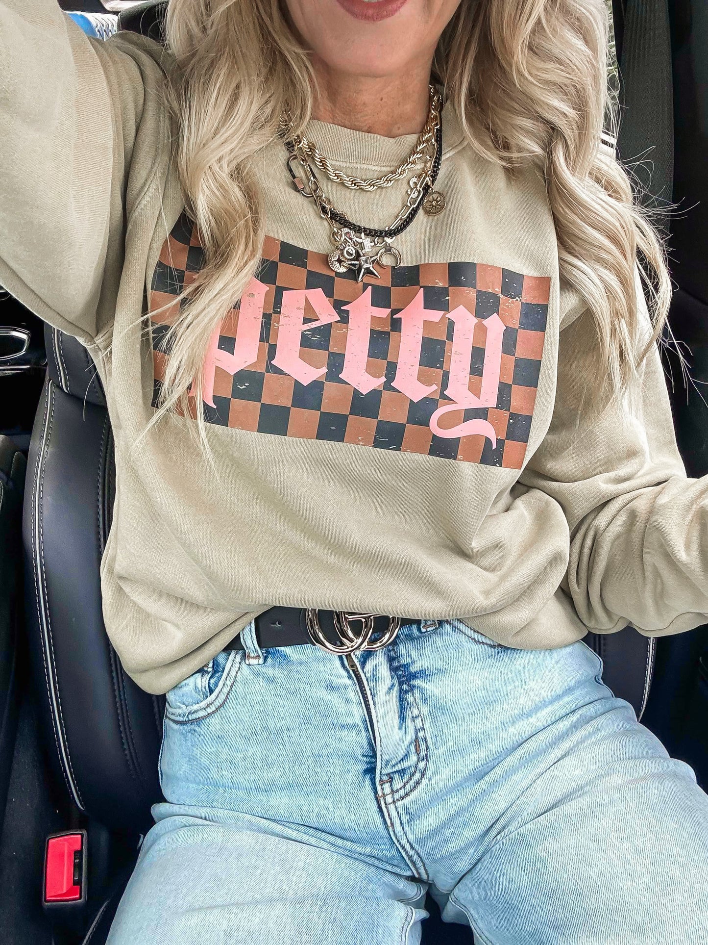 Oh Yeah Im Petty Pigment Dyed Graphic Sweatshirt