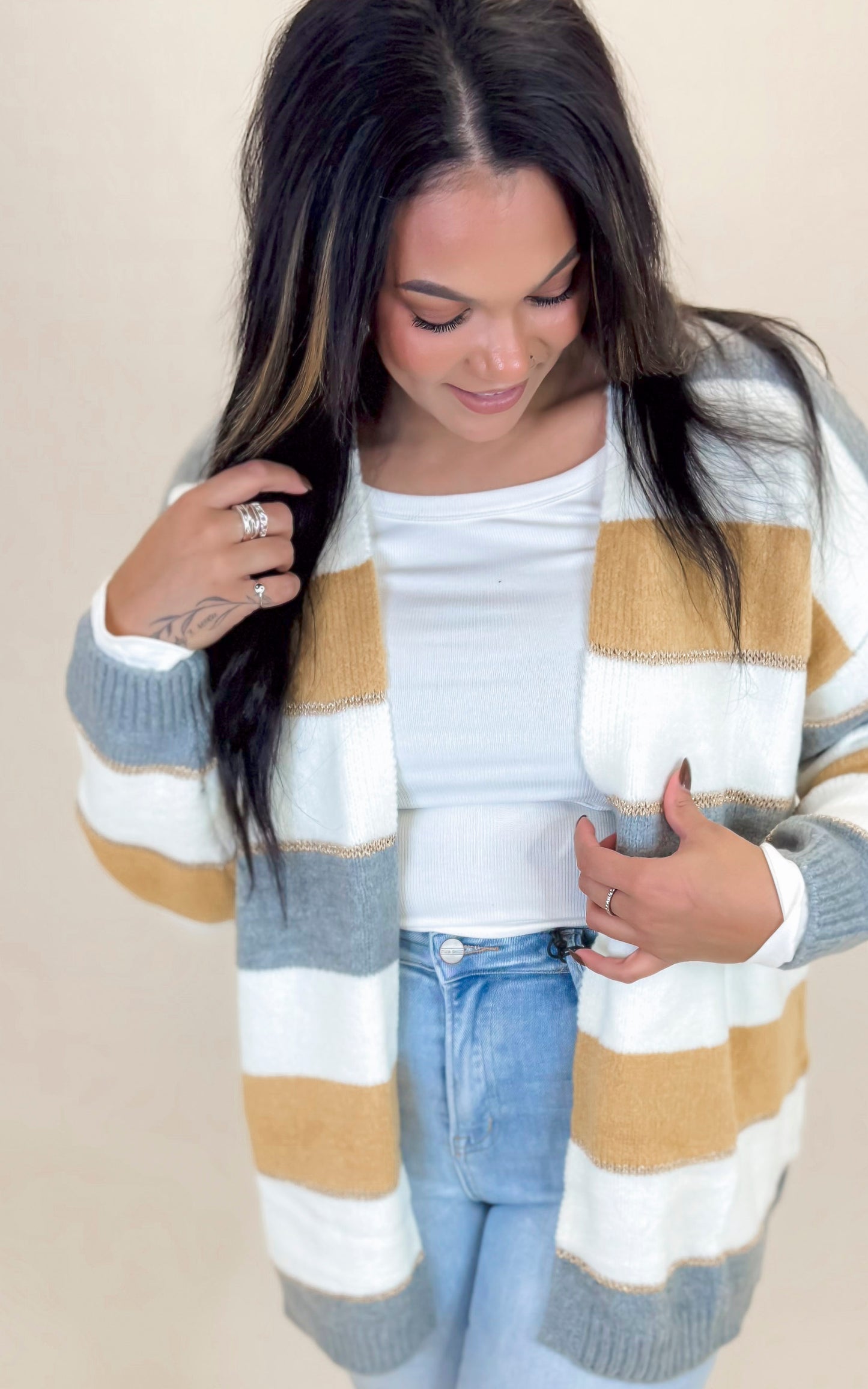 A Touch of Gold Striped Cardigan