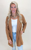 Waffle Knit Long Cardigan with Pockets