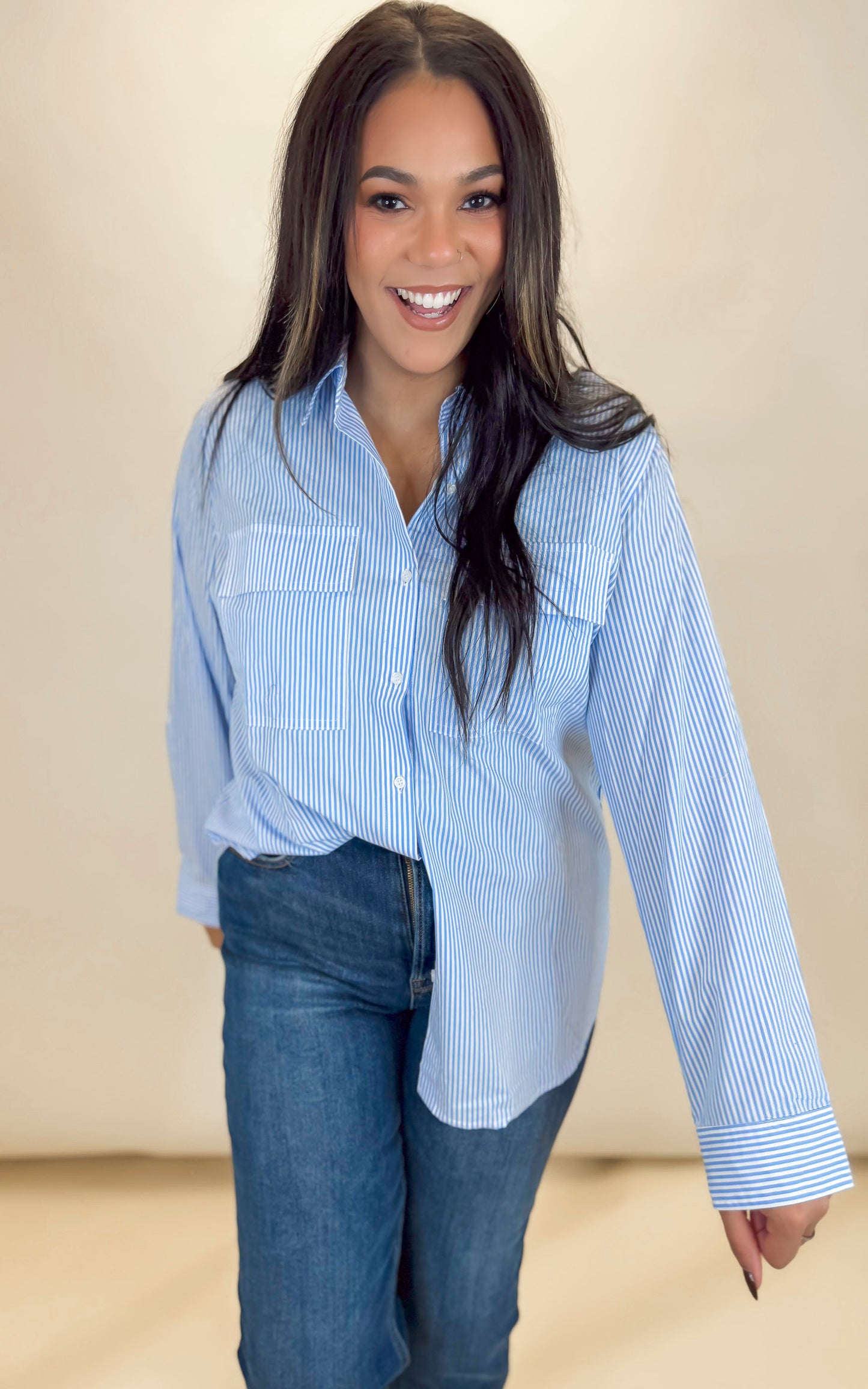 Light Blue Stripe Button Down Utility Shirt