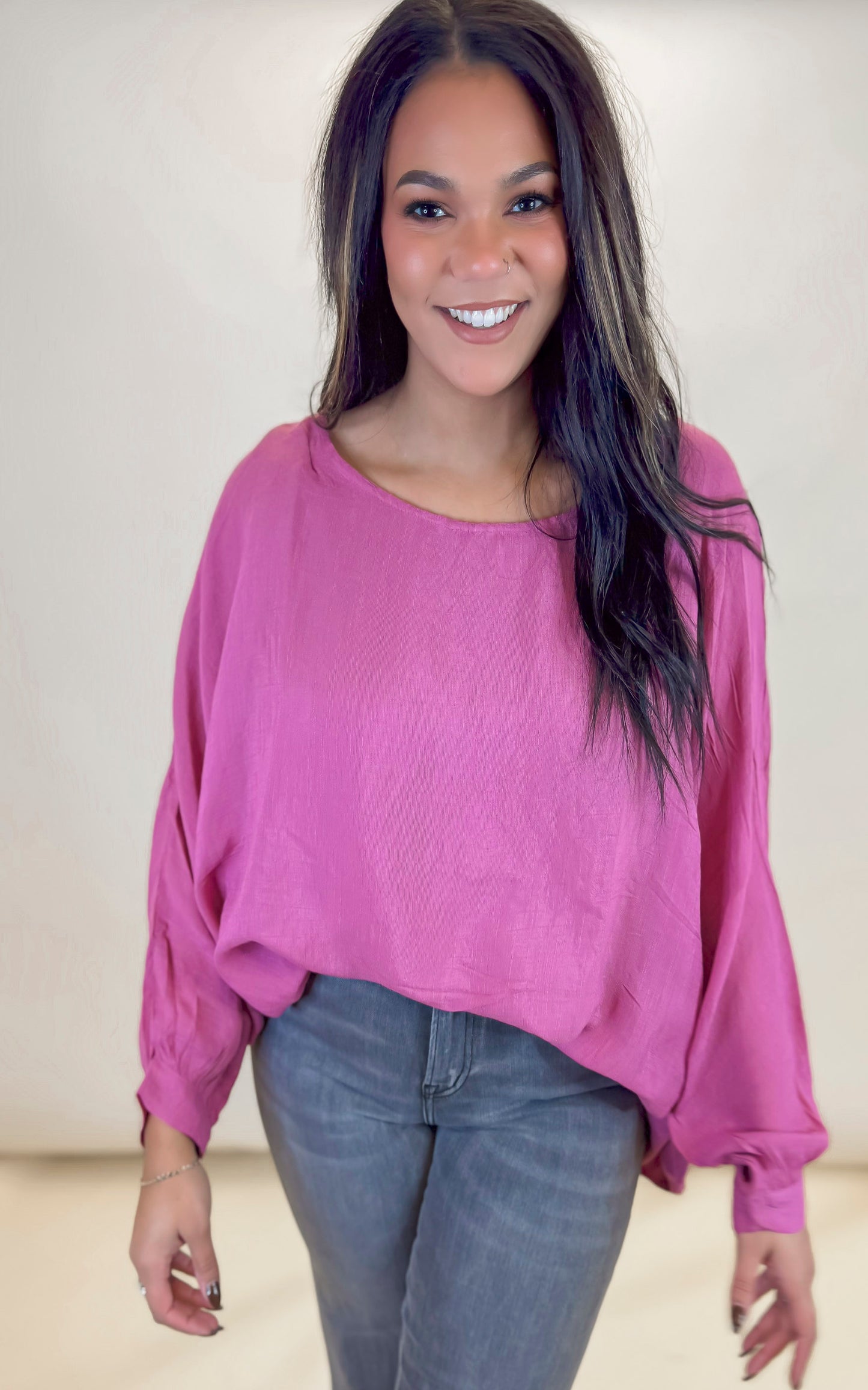 Dusty Mauve Long Sleeve Solid Woven Top **DEAL - COUPON EXCLUDED