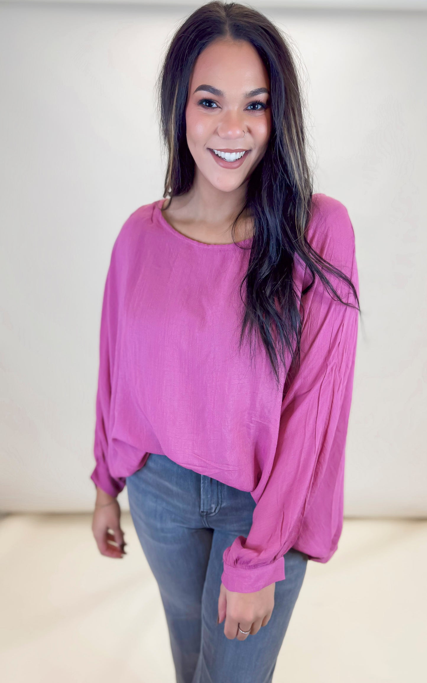 Dusty Mauve Long Sleeve Solid Woven Top **DEAL - COUPON EXCLUDED