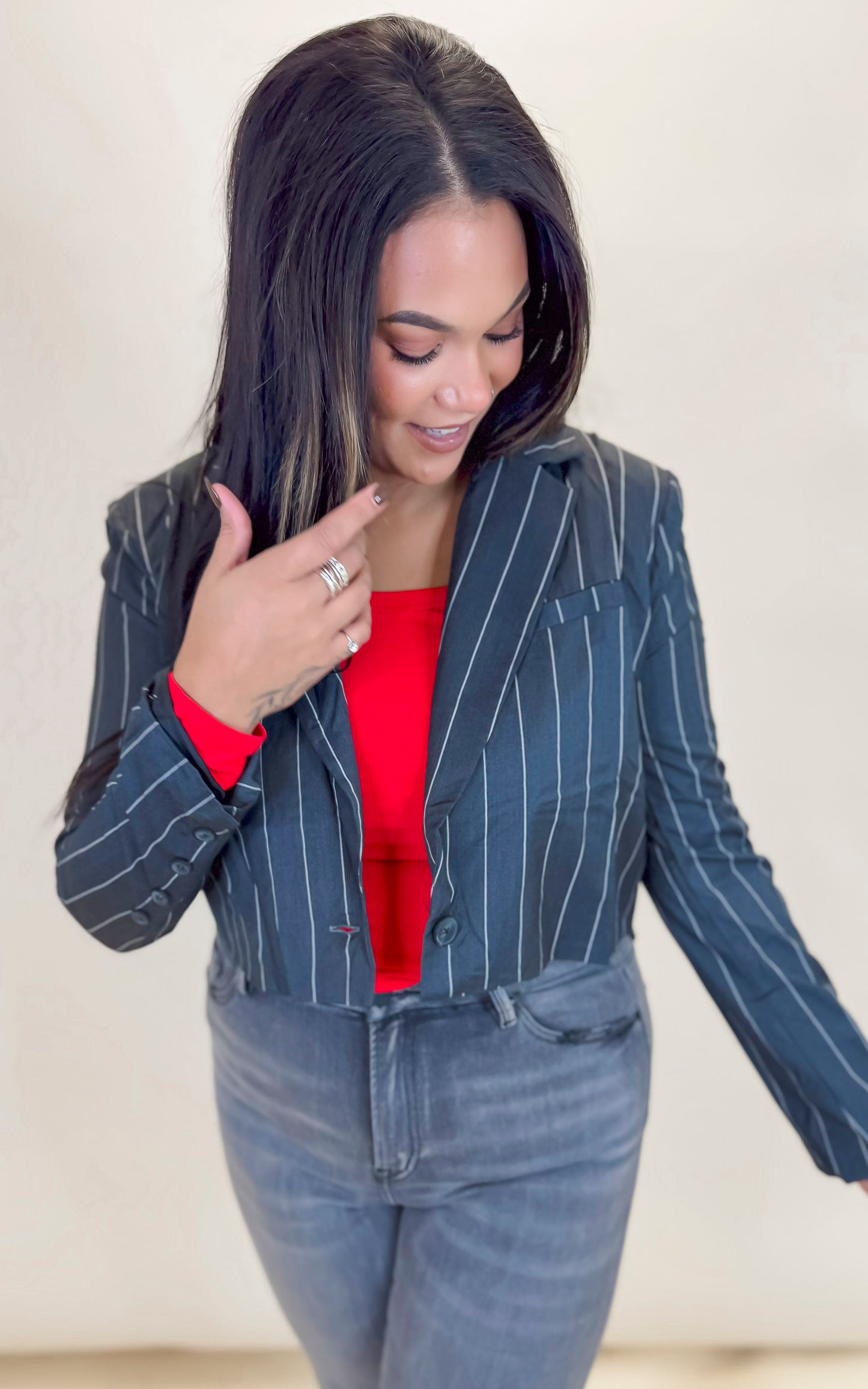 Striped Cropped Blazer **DEAL - COUPON EXCLUDED