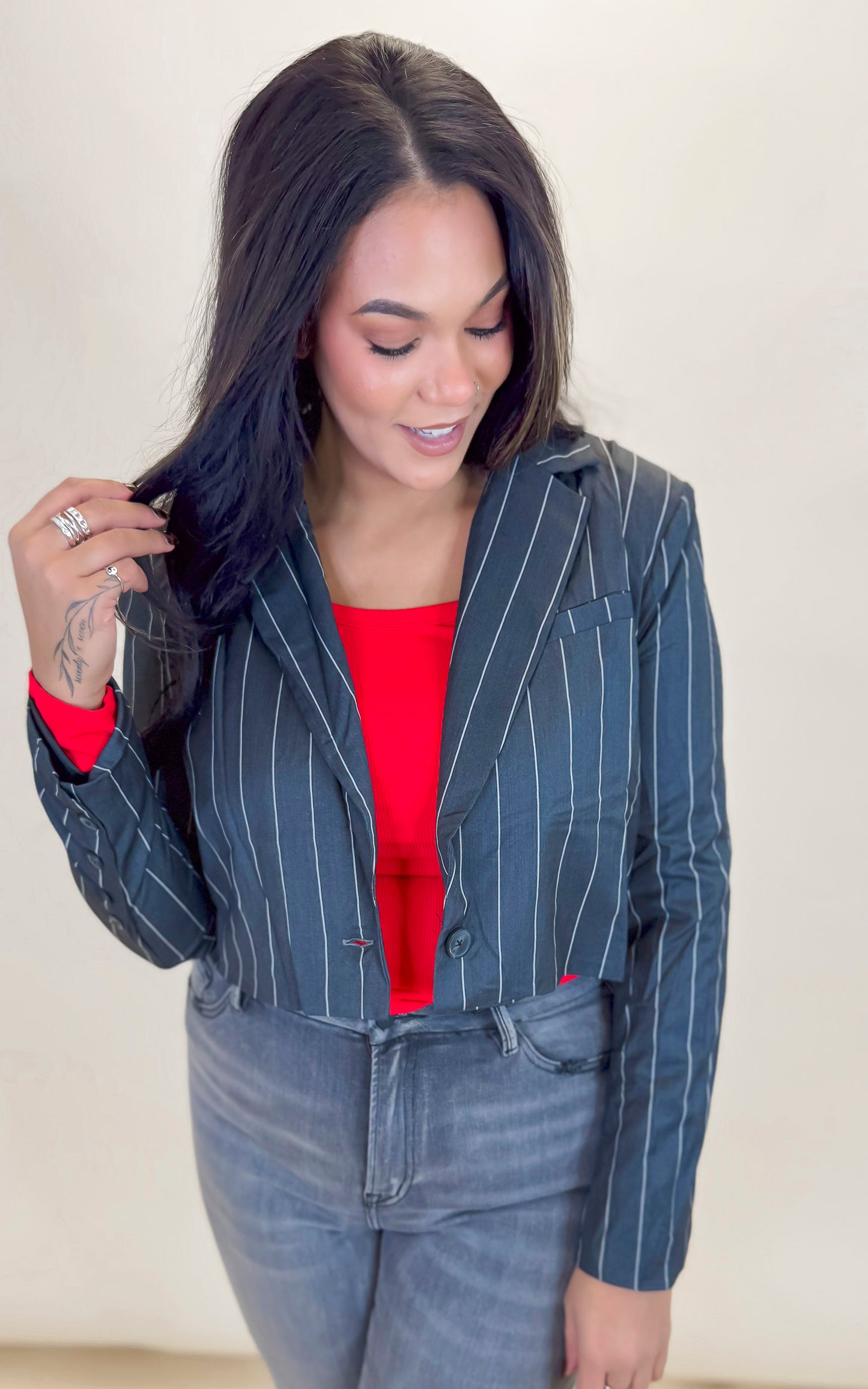 Striped Cropped Blazer **DEAL - COUPON EXCLUDED