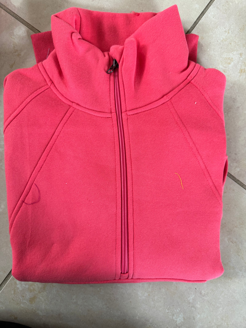 The Ava Bright Coral 1/2 Zip Mock Neck Sweatshirt by Salty Wave