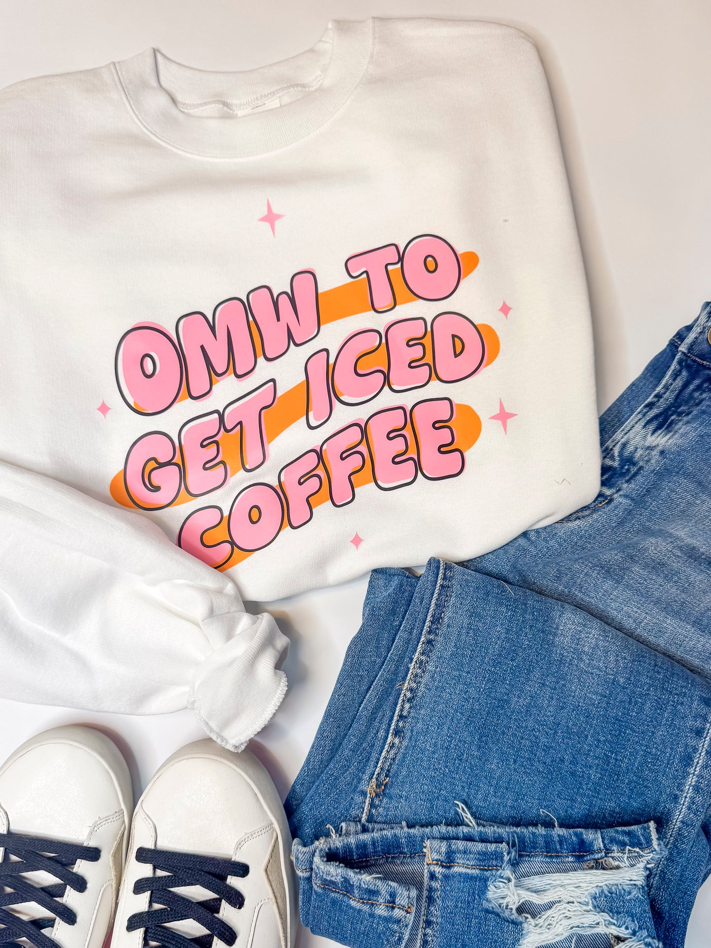 OMW To Get Iced Coffee Graphic Crewneck Sweatshirt