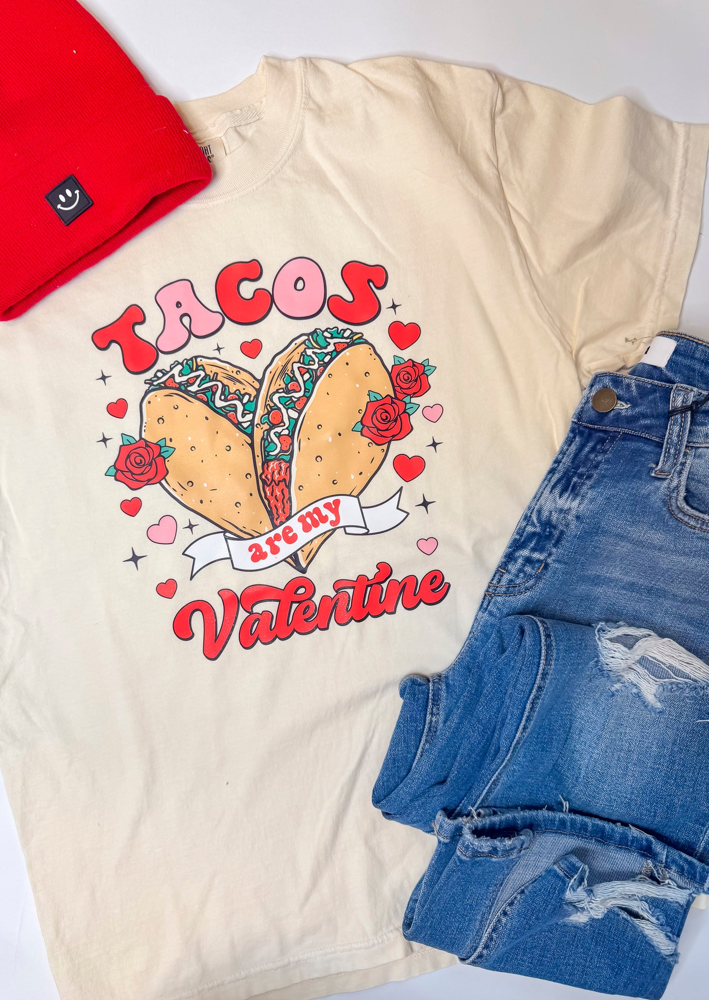 Tacos are my Valentine Garment Dyed Graphic T-shirt