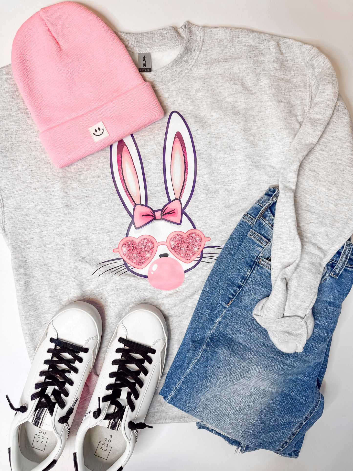 Bubblegum Bunny Graphic Crewneck Sweatshirt