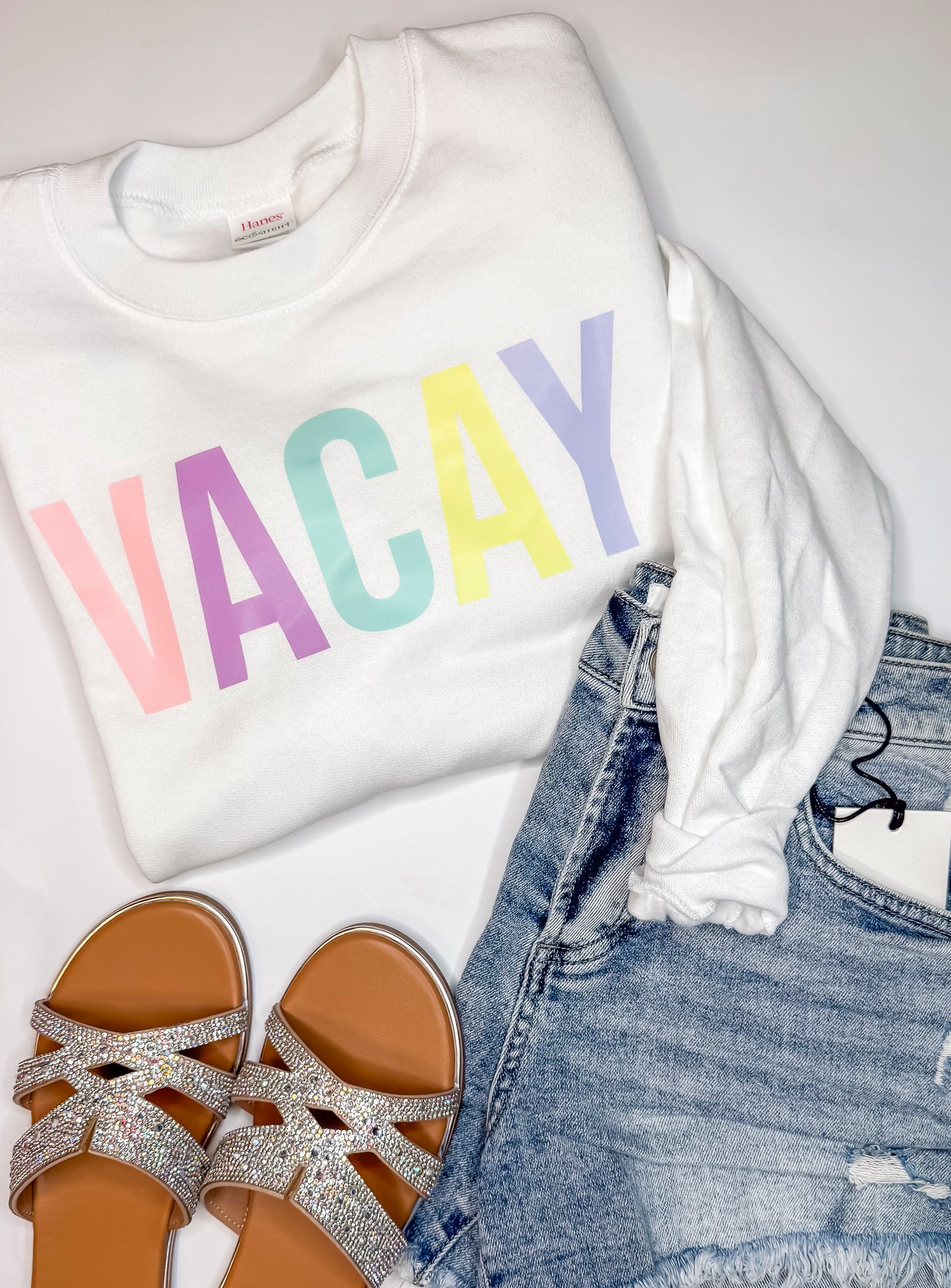 Rainbow Vacay Graphic Crewneck Sweatshirt