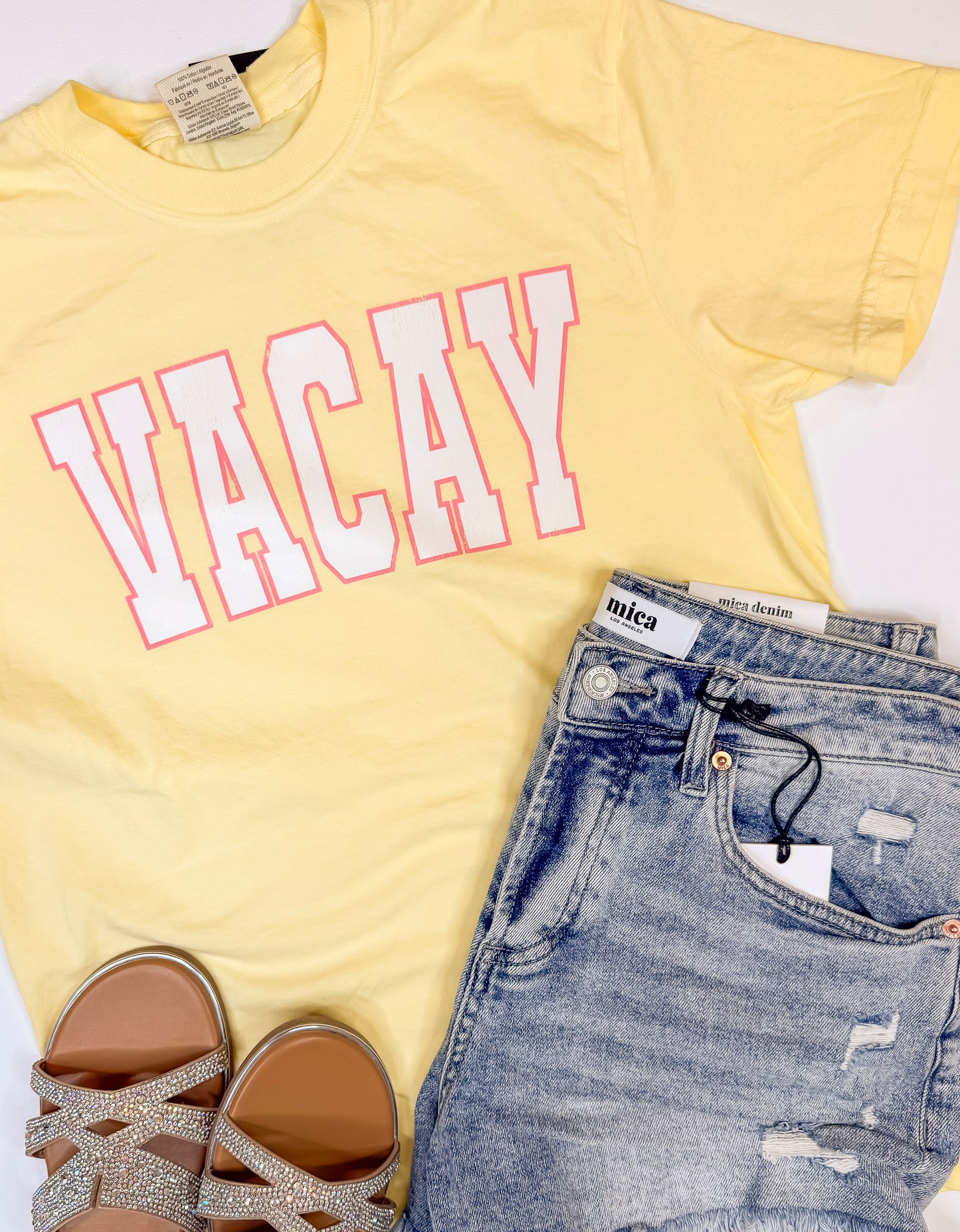 Yellow VACAY Garment Dyed Graphic T-shirt