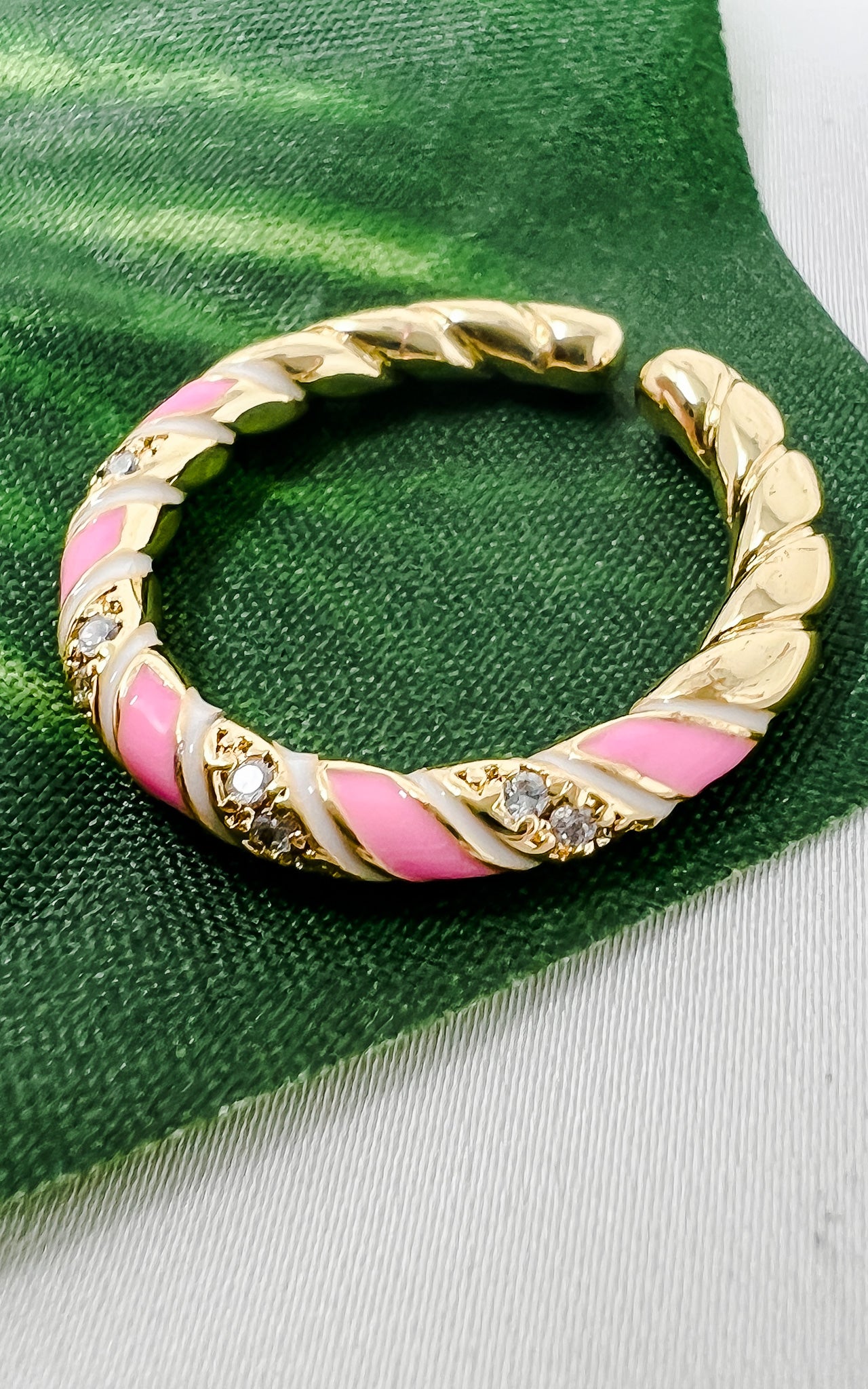 Gold Twisted Pink Ring