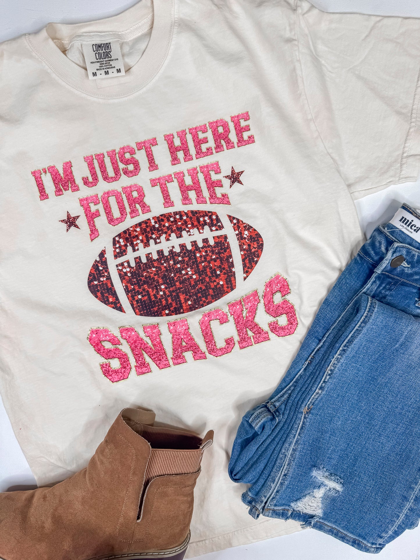 Im Just Here for the Snacks Garment Dyed Graphic T-shirt