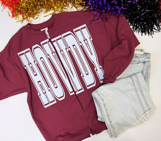 HOWDY State Hand Cut Sweatshirt Cardigan
