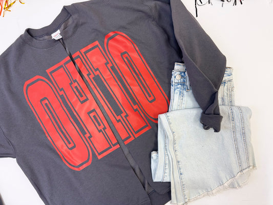 OHIO State Hand Cut Sweatshirt Cardigan