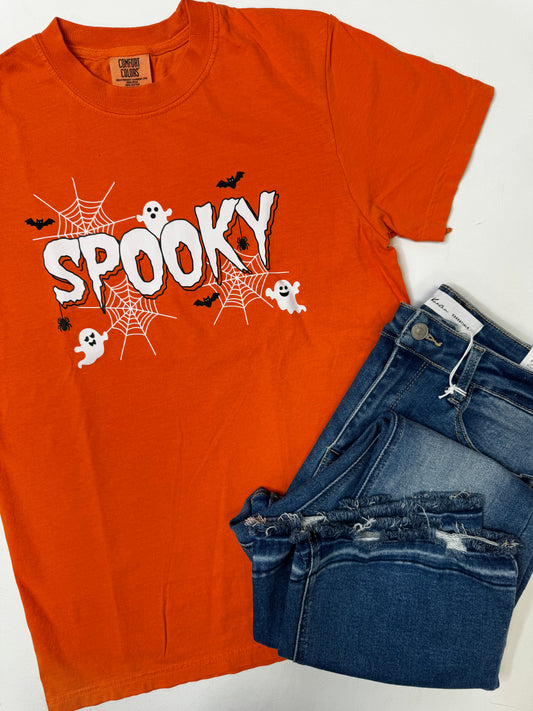Spiderweb Spooky Ghosts Garment Graphic T-shirt