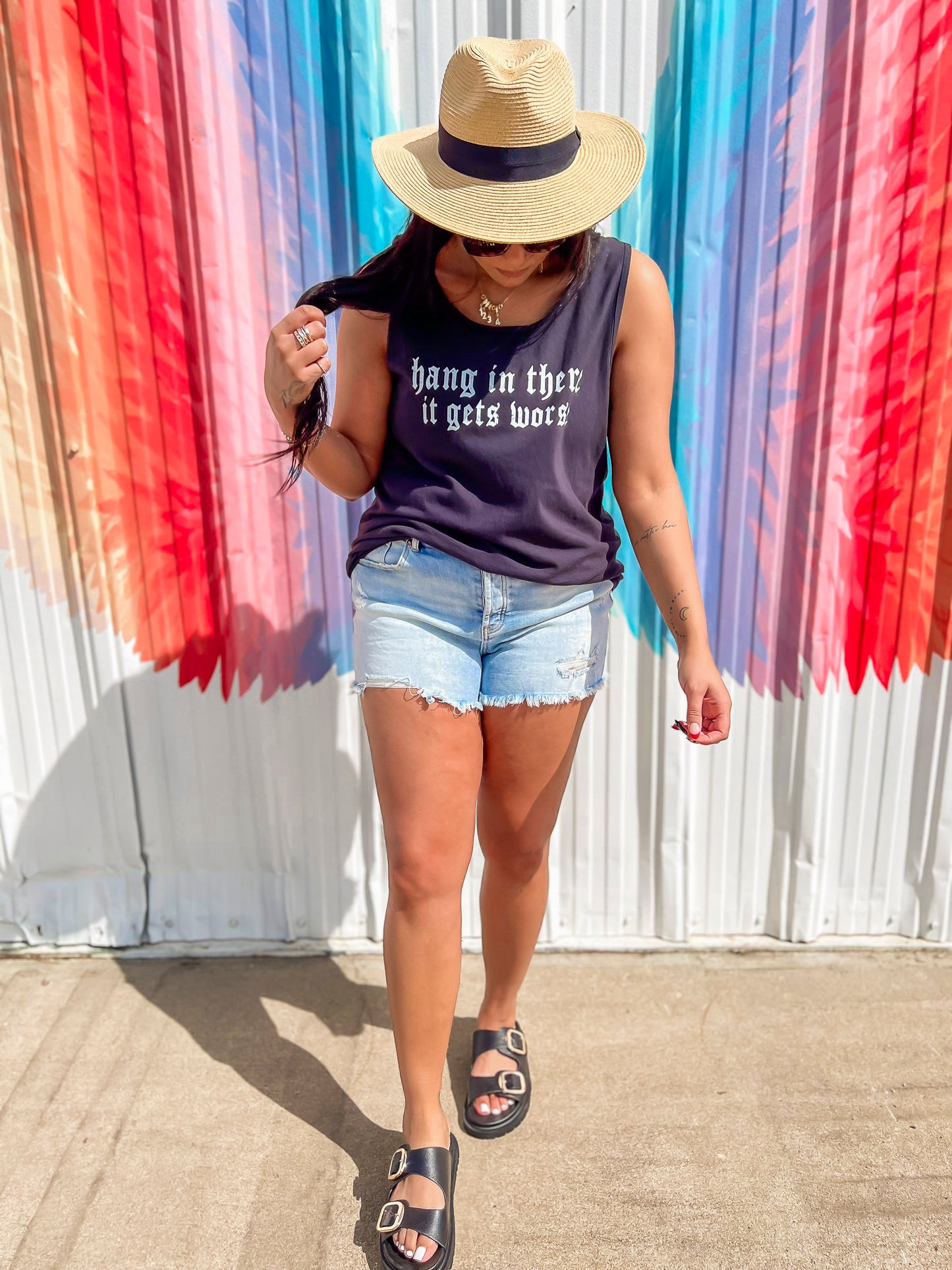 Hang in There... Garment Dyed Graphic Tank Top