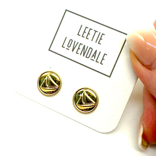 Gold Sailboat Stud Earrings *PREORDER