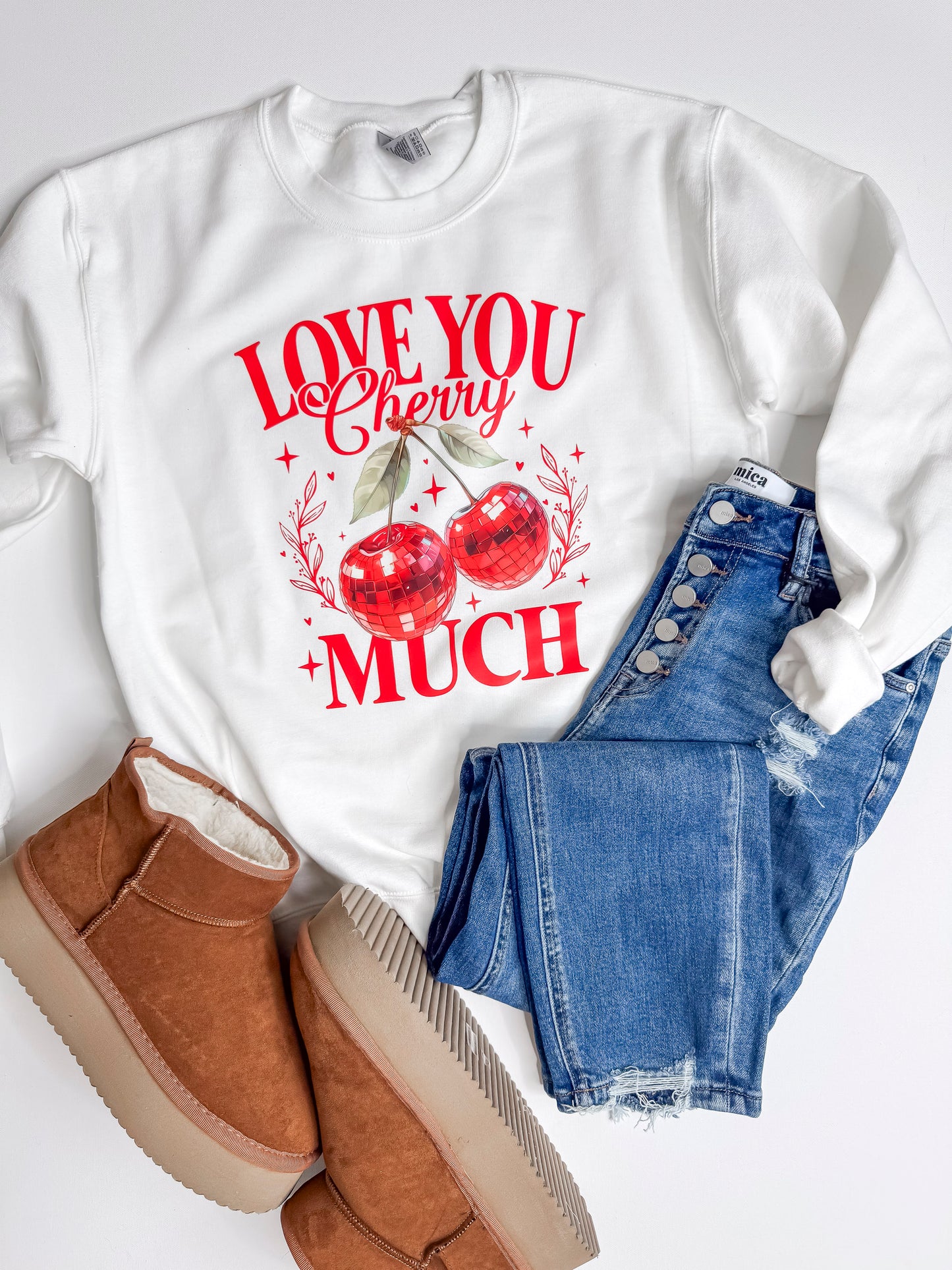 I Love You Cherry Much Graphic Crewneck Sweatshirt