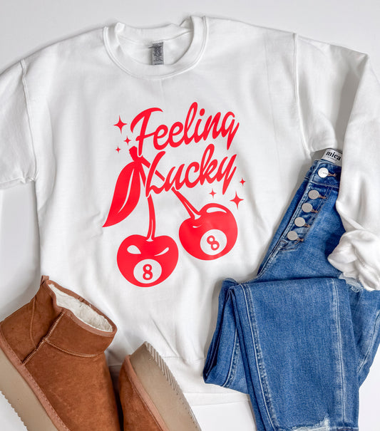 Feeling Lucky Cherry Eight Graphic Crewneck Sweatshirt