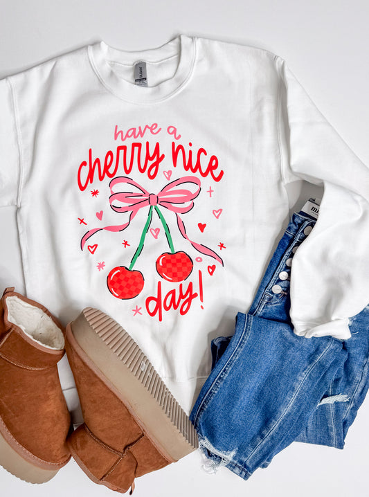 Have a Cherry Nice Day Graphic Crewneck Sweatshirt