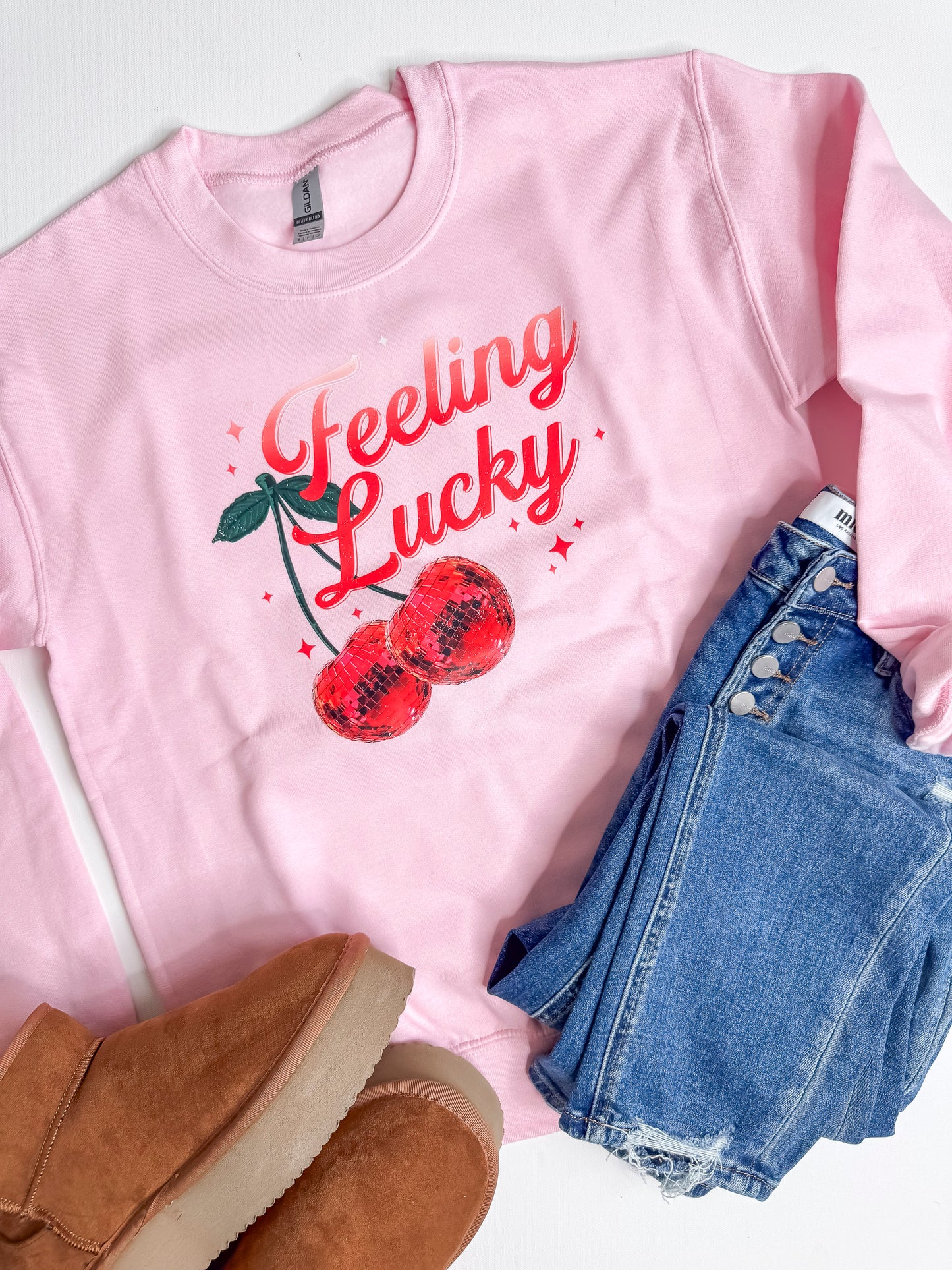 Feeling Lucky Cherry Graphic Crewneck Sweatshirt