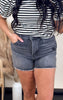 Black Grey Super High Distressed Denim Shorts | MICA