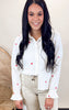 Embroidered Heart Button Up Blouse