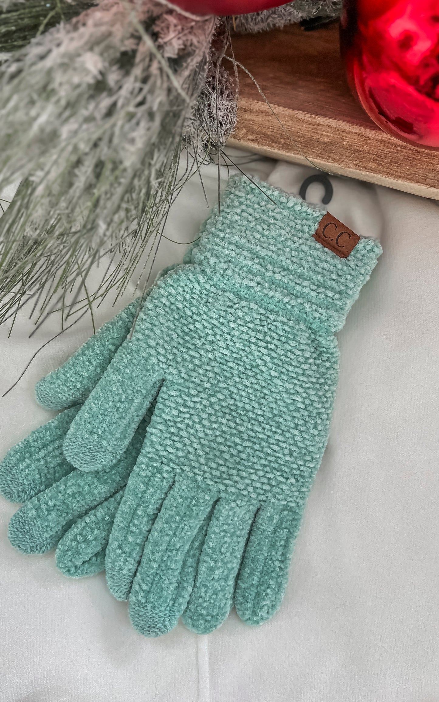 C.C. Mint Chenille Touchscreen Gloves