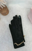 Faux Suede Gloves with Gold Chain Detail