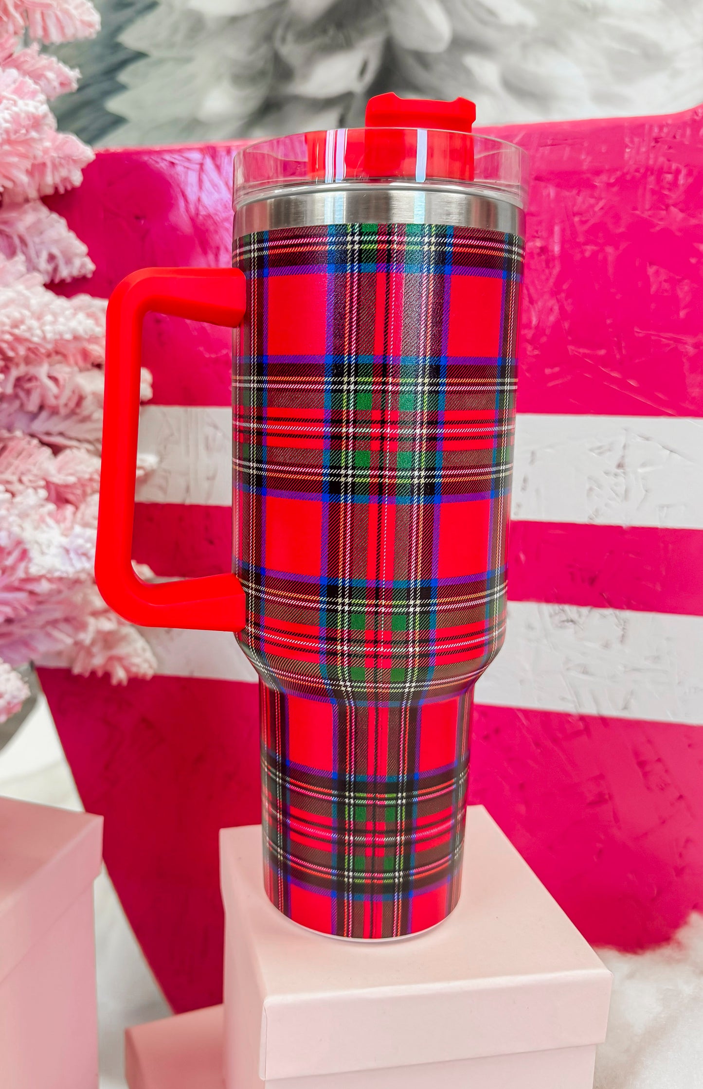 Red Tartan Plaid Tumbler (40oz)**Start Ship Date: Nov 29th