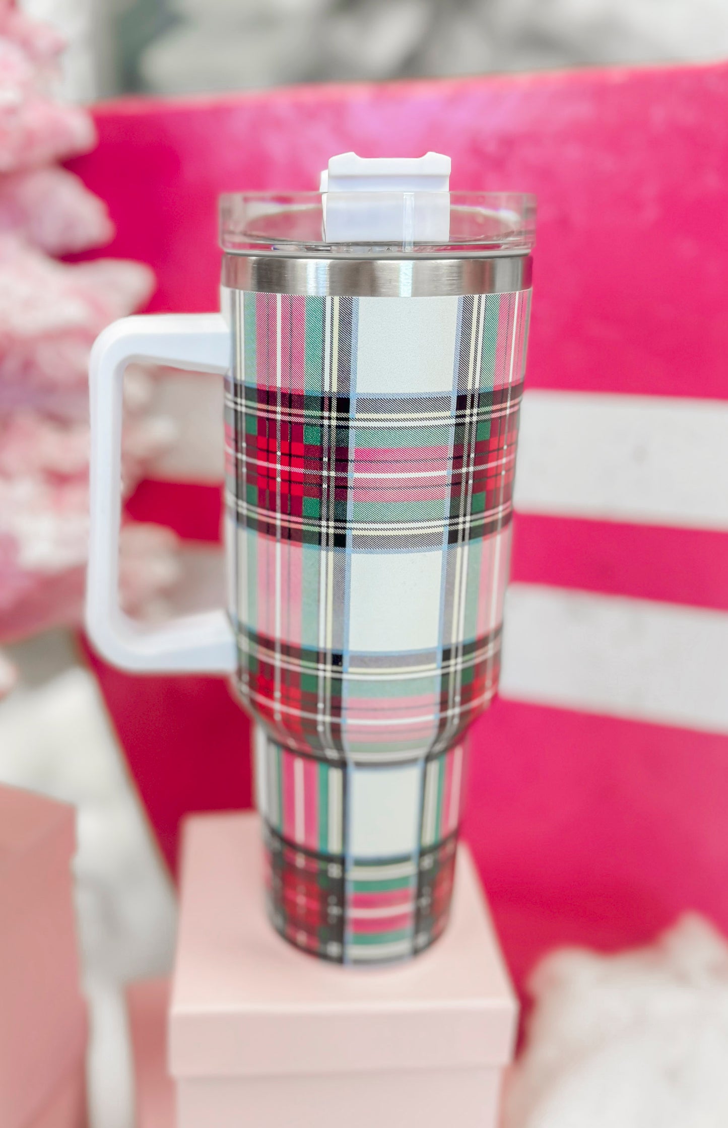 White Tartan Tumbler (40oz)**Start Ship Date: Nov 29th