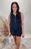 Mineral Wash Romper with Front Zipper