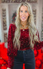Sequin Velvet Square Neck Puff Sleeve Top