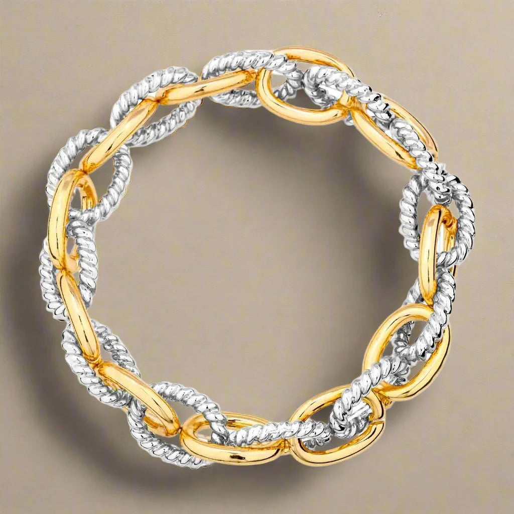 Link Fusion Textured Link Chain Stretch Bracelet