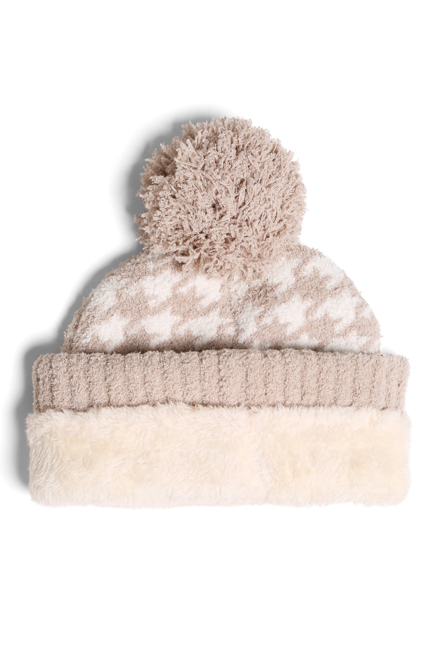 Houndstooth Beanie w/ Pom Pom *8DEAL-COUPON EXCLUDED