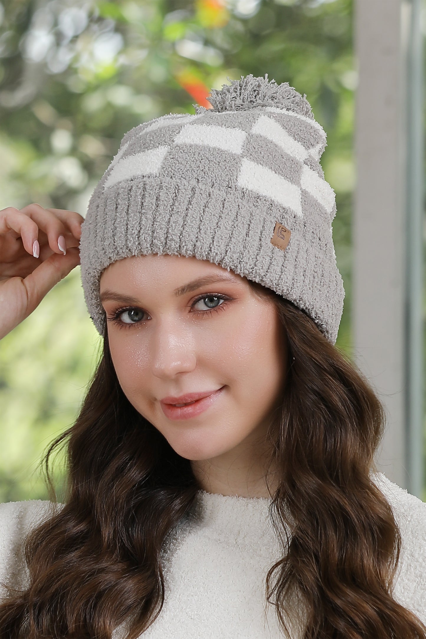 Checkered Beanie w/ Pom Pom**DEAL - COUPON EXCLUDED