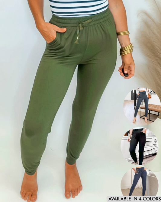 Solid Brushed Jogger Pants (4 COLORS)